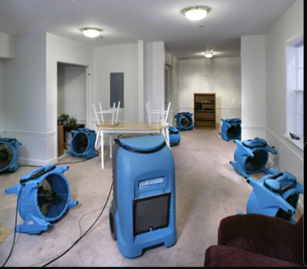 Air movers and dehumidifier setup for Water Extraction & Removal in Cedar City